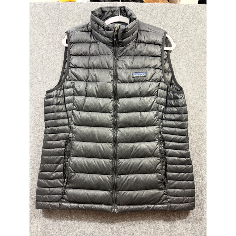 Patagonia Down Sweater Vest Womens Large Black Puffer Full Zip 84628 FA14